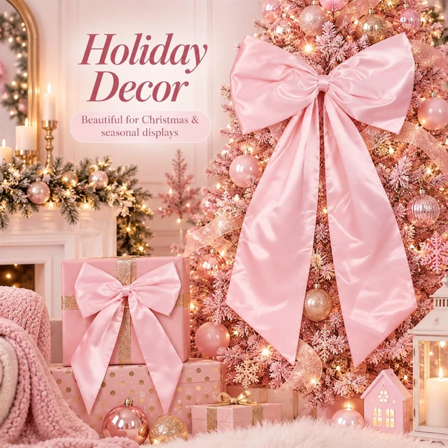 Alt view image 5 of 7 - Pink Bow Decor 2 Pack, Large Small Size Bow Wall Decor Coquette Pink Bow Backdrop For Girls Room, Two Size Bow Decorations For Birthday Bachelorette Bridal Shower Wedding Party