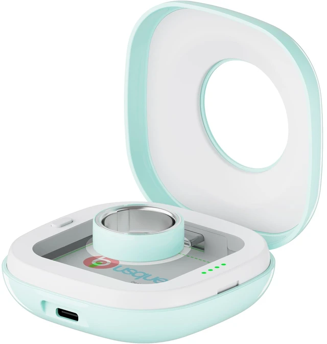 Main image of Portable Charging Case for Oura Ring Gen 4/5 Dock, 10 Charges, Green Pocket-Sized Travel Holder Case (Sizes 615), 1-Hour USB-C Recharge, Clear LED Window, Magnetic Snap-Lock Dock Excluded