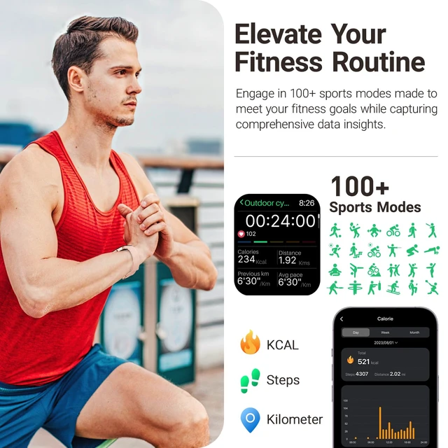 Alt view image 4 of 7 - AMOLED S4 Smart Watch 1.78" Ultra-Clear Screen for Men Women Bluetooth Call Answer Fitness Tracker, Sleep Monitor IP68 Waterproof for iOS 11.0+ Android 9.0+ Rose Gold