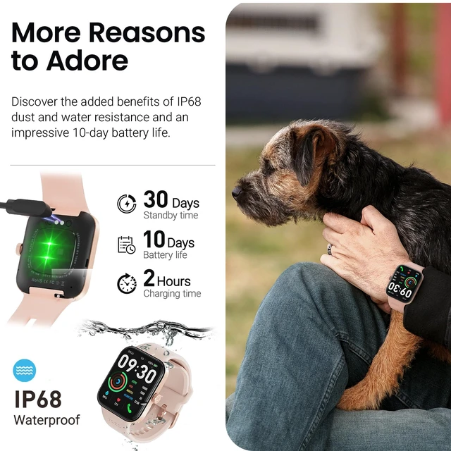 Alt view image 6 of 7 - AMOLED S4 Smart Watch 1.78" Ultra-Clear Screen for Men Women Bluetooth Call Answer Fitness Tracker, Sleep Monitor IP68 Waterproof for iOS 11.0+ Android 9.0+ Rose Gold