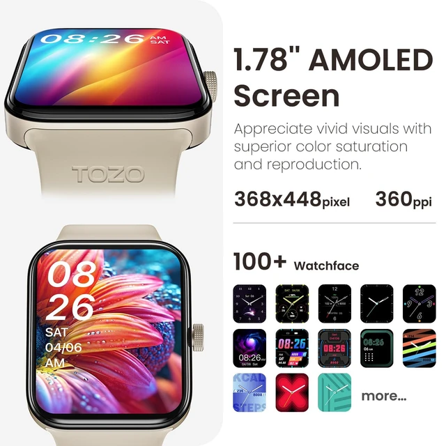 Alt view image 2 of 7 - AMOLED S4 Smart Watch 1.78" Ultra-Clear Screen for Men Women Bluetooth Call Answer Fitness Tracker, Sleep Monitor IP68 Waterproof for iOS 11.0+ Android 9.0+ Gold