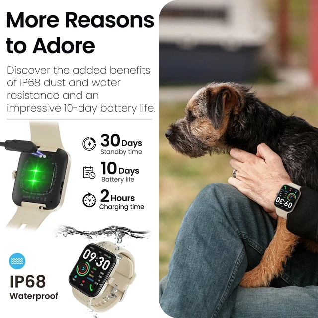 Alt view image 6 of 7 - AMOLED S4 Smart Watch 1.78" Ultra-Clear Screen for Men Women Bluetooth Call Answer Fitness Tracker, Sleep Monitor IP68 Waterproof for iOS 11.0+ Android 9.0+ Gold