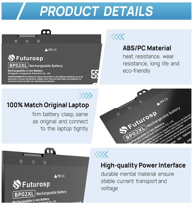 Alt view image 3 of 6 - BP02XL 849909-850 Laptop Battery Replacement for HP Pavilion 15T-AU100 15T-AU000 15-AU123CL 15-AU063CL 15-AU063NR 15-AU062NR 15-AU018WM 15-AU010WM 15-AU057CL 15-AU030WM 15-AW002LA 15-AW053NR