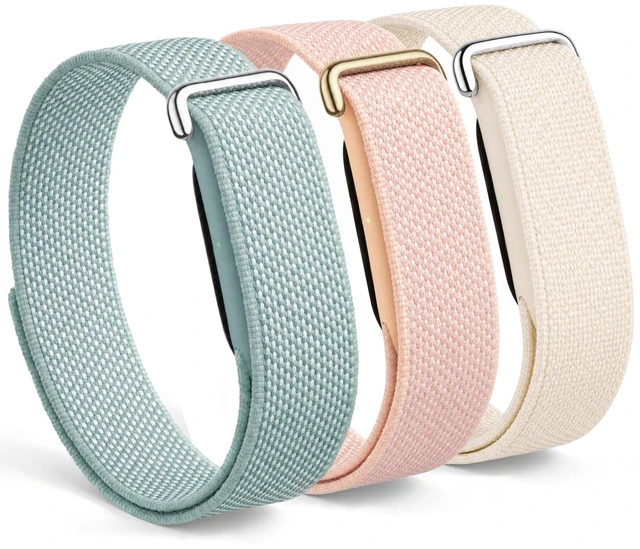 Main image of 3 Pack Nylon Replacement Bands Compatible with Google Fitbit Air Soft Breathable Sport Wristband, Lightweight Micro-Adjustable Hook-and-Loop Strap for Gym Workout, Women Men