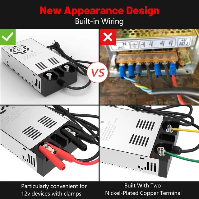 Alt view image 3 of 6 - 110V AC to 12V DC Converter Power Supply 12V DC Switch Transformer for LED Strip, LCD Monitor, CCTV, Radio,Car Stereo and Diesel Heater 50A 600W