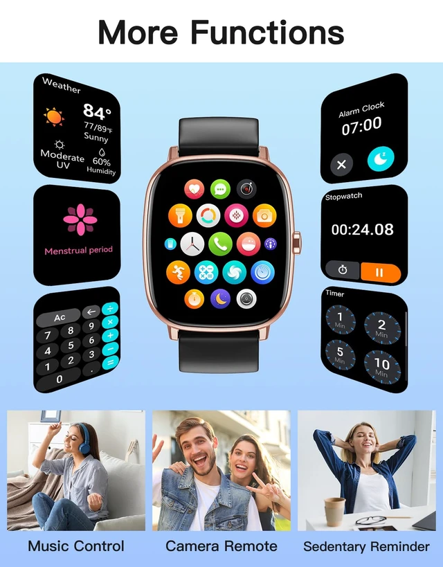 Alt view image 7 of 7 - Smart Watch for Men Women with GPS Built-in Answer/Make Call BK/GD 1.95" HD, for iPhone/Android Phones, Fitness Tracker Heart Rate/Sleep Monitor, Step/Calories Counter 100+ Sport, Waterproof