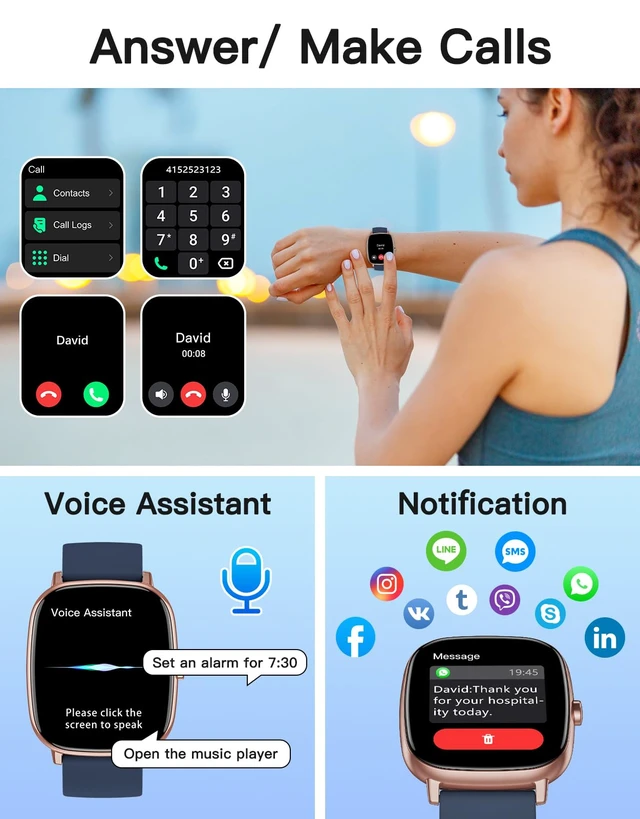 Alt view image 3 of 7 - Smart Watch for Men Women with GPS Built-in Answer/Make Call Blue 1.95" HD, for iPhone/Android Phones, Fitness Tracker Heart Rate/Sleep Monitor, Step/Calories Counter 100+ Sport, Waterproof