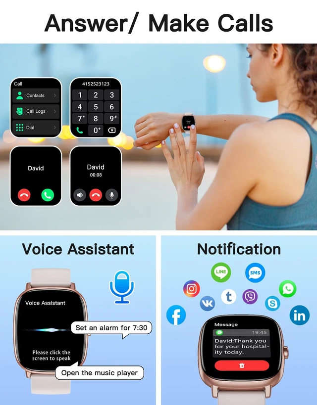Alt view image 3 of 7 - Smart Watch for Men Women with GPS Built-in Answer/Make Call Cream 1.95" HD, for iPhone/Android Phones, Fitness Tracker Heart Rate/Sleep Monitor, Step/Calories Counter 100+ Sport, Waterproof