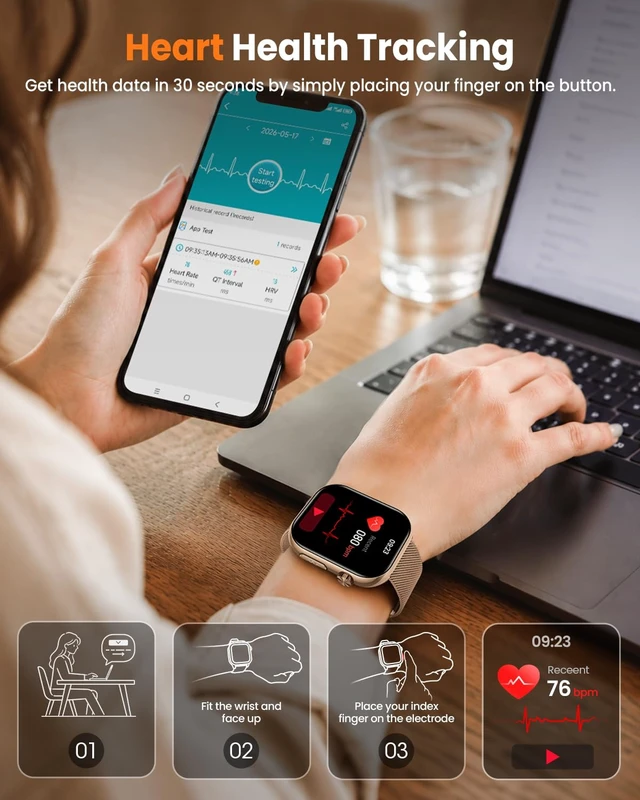 Alt view image 2 of 7 - Smart Watches for Men Women, Answer&Make Call, 24/7 Health Monitoring Watch 1.97" Fitness Tracking Smartwatches, Sleep Monitor, 140+ Sports Modes, IP68 Waterproof, Android/iPhone, Gold