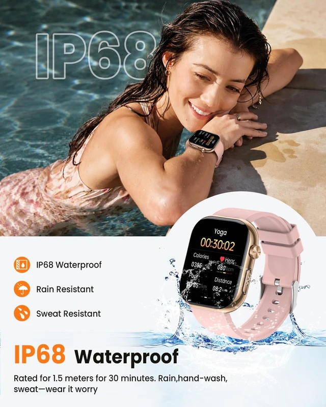 Alt view image 6 of 7 - Smart Watches for Men Women, Answer&Make Call, 24/7 Health Monitoring Watch 1.97" Fitness Tracking Smartwatches, Sleep Monitor, 140+ Sports Modes, IP68 Waterproof, Android/iPhone, Gold