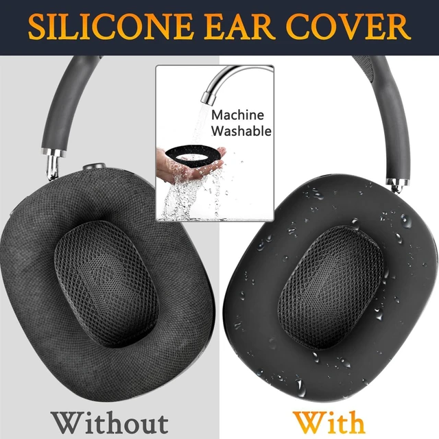 Alt view image 4 of 7 - Case Cover Kit for (AirPods Max 2/1) - Black Sweat Proof Kit (Headband Cover + TPU Case Protector + Silicone Ear Covers) for Gym Exercise, Easy to Clean