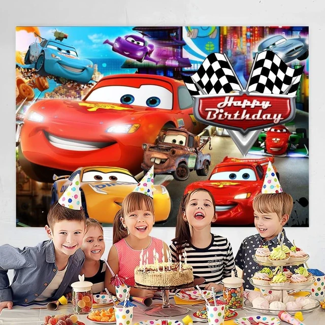 Alt view image 2 of 2 - Wall Decor Backdrop for Cars Themed Birthday Decorations, Cars Themed Banner for Kids Birthday Party Supplies (5x3ft)