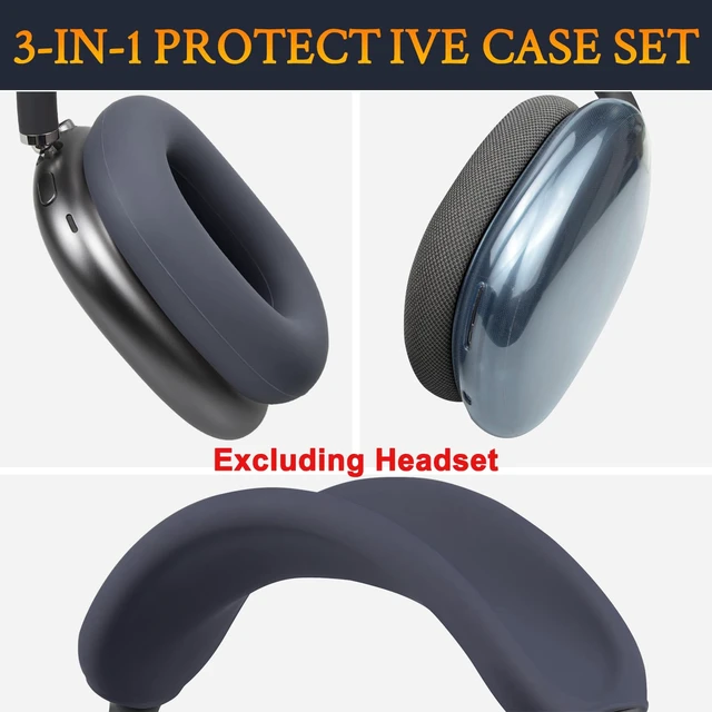 Alt view image 6 of 7 - Protective Kit for AirPods Max 2/1 (2026/2024/2020, USB-C/Lightning), Headband Cover + TPU Case Protector + Silicone Ear Pad Covers, Sweatproof, Washable, Anti-Scratch (Navy Blue)