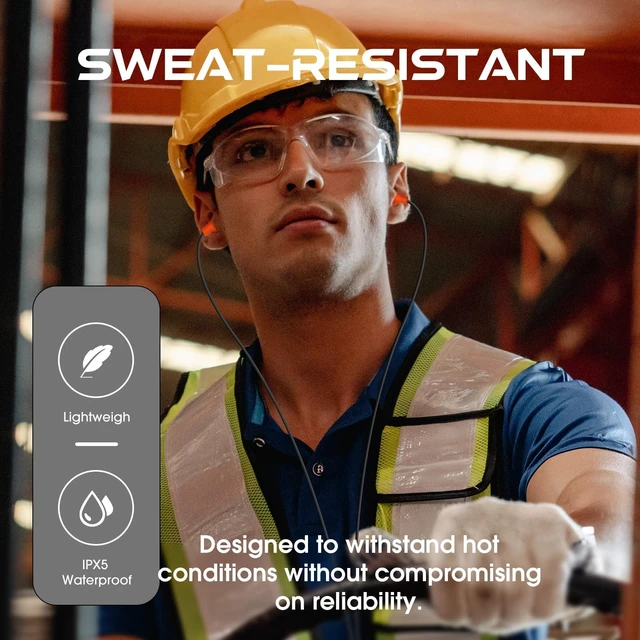 Alt view image 4 of 7 - Wired Work Headphones, 3.5mm Earplug Headphones for Ear Protection Looks Like Safety Earplugs, 29dB Noise Reduction, Reinforced 3.5mm Cable for Mowing, Construction & Industrial Work