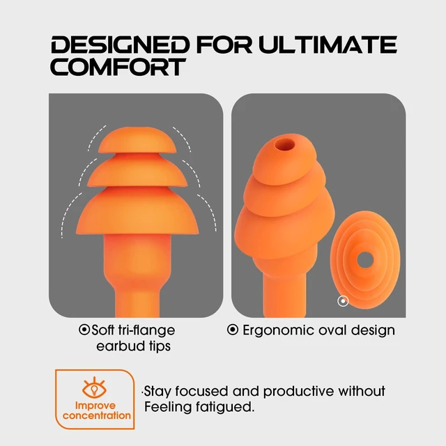 Alt view image 2 of 7 - Wired Work Headphones, 3.5mm Earplug Headphones for Ear Protection Looks Like Safety Earplugs, 29dB Noise Reduction, Reinforced 3.5mm Cable for Mowing, Construction & Industrial Work