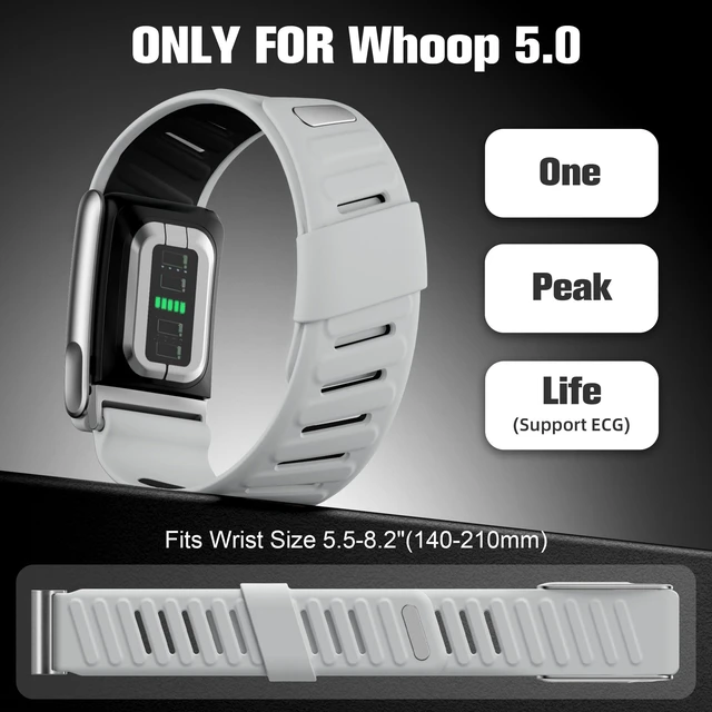 Alt view image 5 of 7 - Silicone Sport Band Compatible with Whoop 5.0/MG, One, Peak & Life Upgrade Soft & Comfortable Silicone Waterproof Breathable Adjustable Replacement Wristbands for Men Women Accessories, Grey