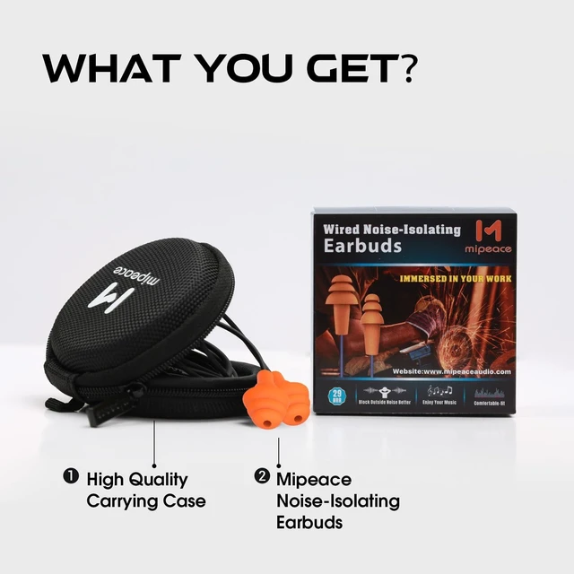 Alt view image 7 of 7 - Wired Work Headphones, 3.5mm Earplug Headphones for Ear Protection Looks Like Safety Earplugs, 29dB Noise Reduction, Reinforced 3.5mm Cable for Mowing, Construction & Industrial Work