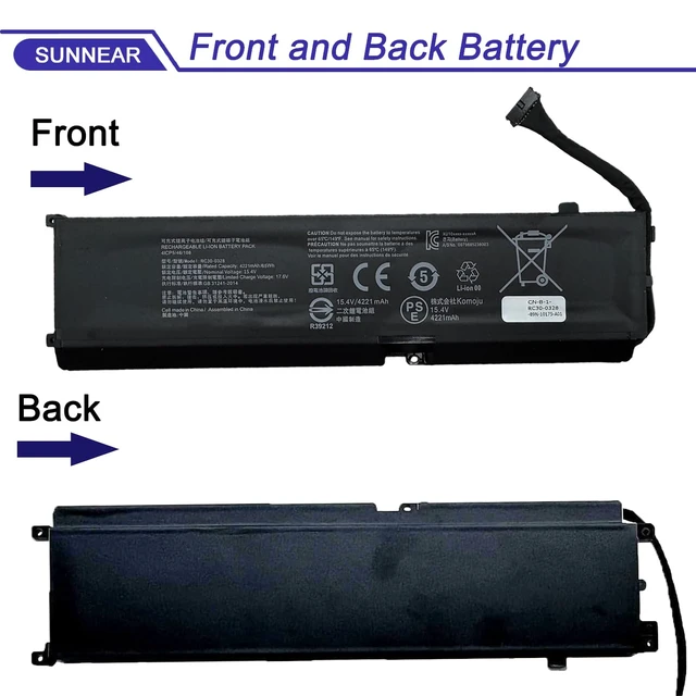 Alt view image 3 of 6 - 65Wh RC30-0328 RZ09-0328 Battery for Razer Blade 15 Base 2020/2021 15.4V 4221mAh Battery Replacement for Razer Blade RZ09-0328X RZ09-03287 RZ09-0369 RZ09-03287E22 RZ09-0410x RZ09-0330X