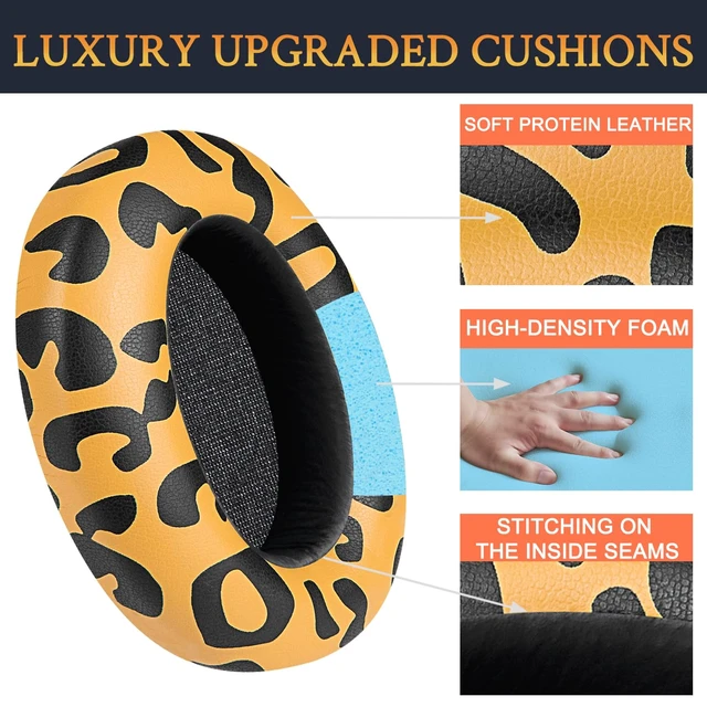 Alt view image 3 of 3 - Earpads Cushions Replacement for Sony WH-XB910 XB910N Extra Bass Noise Cancelling Headphones, for Sony WHXB910N Headset, Ear Pads with Soft Protein Leather, Noise Isolation Foam - TigerStripes