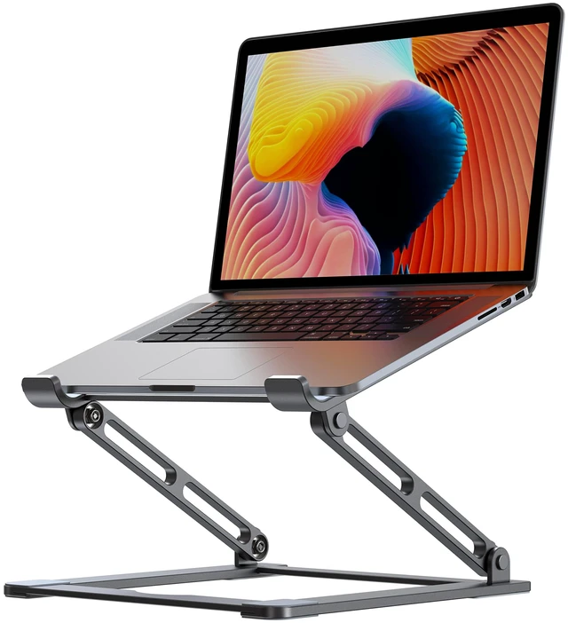 Main image of Laptop Stand for Desk - Adjustable Laptop Holder, Portable Laptop Riser with Multi-Angle Height Adjustable Computer Stand for MacBook Air/Pro and More Notebooks 10-17.3" - Grey