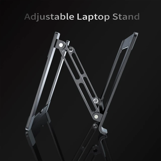 Alt view image 4 of 7 - Laptop Stand for Desk - Adjustable Laptop Holder, Portable Laptop Riser with Multi-Angle Height Adjustable Computer Stand for MacBook Air/Pro and More Notebooks 10-17.3" - Grey