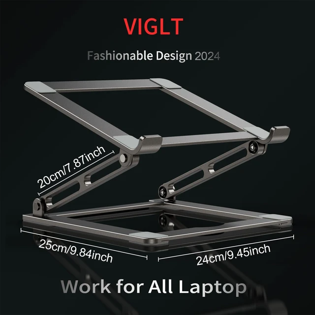 Alt view image 3 of 7 - Laptop Stand for Desk - Adjustable Laptop Holder, Portable Laptop Riser with Multi-Angle Height Adjustable Computer Stand for MacBook Air/Pro and More Notebooks 10-17.3" - Grey