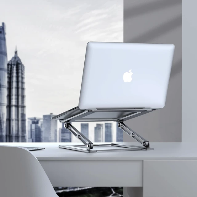 Alt view image 6 of 7 - Laptop Stand for Desk - Adjustable Laptop Holder, Portable Laptop Riser with Multi-Angle Height Adjustable Computer Stand for MacBook Air/Pro and More Notebooks 10-17.3" - Grey