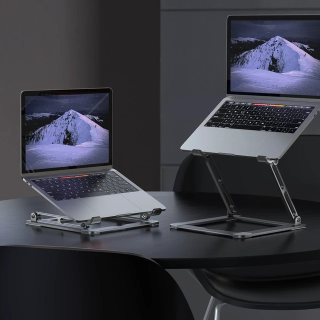 Alt view image 7 of 7 - Laptop Stand for Desk - Adjustable Laptop Holder, Portable Laptop Riser with Multi-Angle Height Adjustable Computer Stand for MacBook Air/Pro and More Notebooks 10-17.3" - Grey