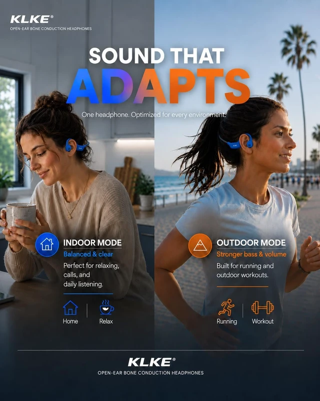 Alt view image 6 of 7 - Bone Conduction Headphones for Running with mic and Rear Safety Light Dual Sound Modes, Adjustable Fit, 10H Playtime, USB-C Charging, Clear Calls, Lightweight Comfort for Gym, Cycling and Hiking