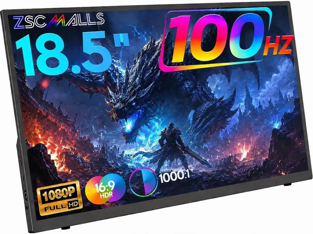 Main image of Portable Screen, 18.5" 1080P 100Hz Extended Monitor, 1000:1 100% sRGB USB-C HDMI Portable Display for Laptop HDR Travel Screen with Speakers & Smart for PC PS5/4 Xbox Switch