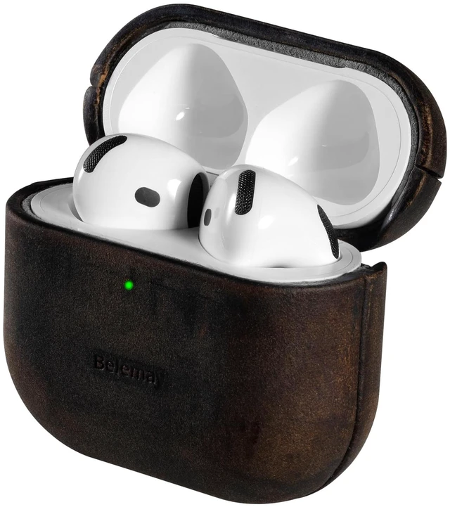 Main image of Crazy Horse Leather Case for AirPods 5 (2026) / AirPods 4 (2024) Warm Touch, Naturally Grippy, Full-Grain Waxed Pull-Up Leather, Unique Patina, Precise Fit, A Pleasure to Hold, Rustic Brown