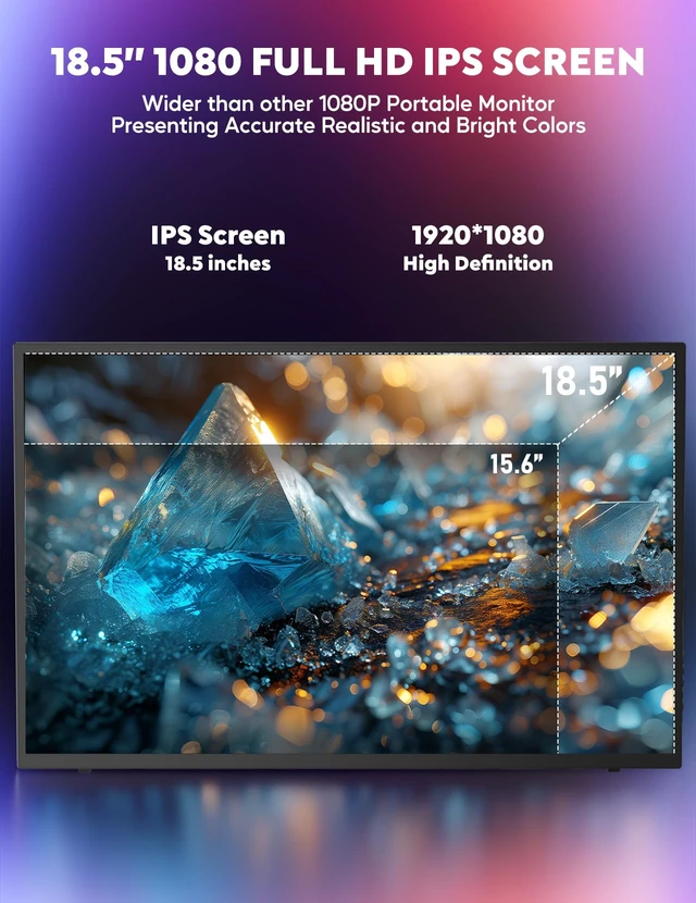 Alt view image 4 of 7 - Portable Screen, 18.5" 1080P 100Hz Extended Monitor, 1000:1 100% sRGB USB-C HDMI Portable Display for Laptop HDR Travel Screen with Speakers & Smart for PC PS5/4 Xbox Switch