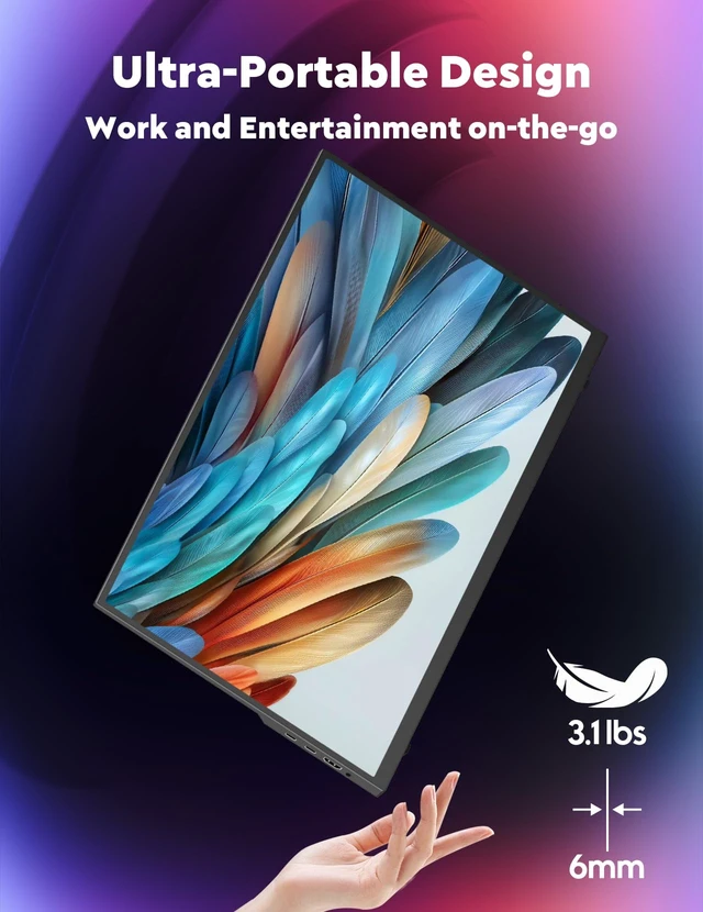 Alt view image 5 of 7 - Portable Screen, 18.5" 1080P 100Hz Extended Monitor, 1000:1 100% sRGB USB-C HDMI Portable Display for Laptop HDR Travel Screen with Speakers & Smart for PC PS5/4 Xbox Switch