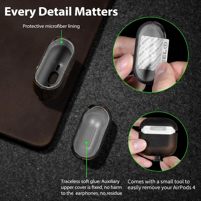 Alt view image 7 of 7 - Crazy Horse Leather Case for AirPods 5 (2026) / AirPods 4 (2024) Warm Touch, Naturally Grippy, Full-Grain Waxed Pull-Up Leather, Unique Patina, Precise Fit, A Pleasure to Hold, Rustic Brown