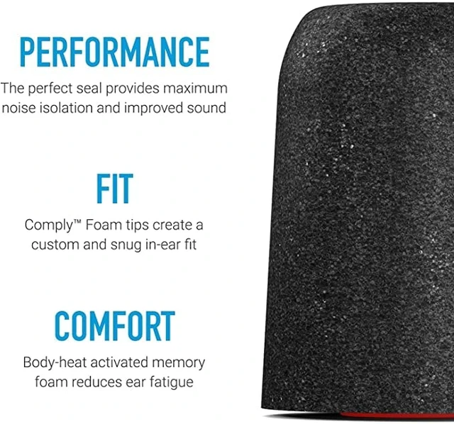 Alt view image 2 of 6 - P-Series Memory Foam Replacement Ear Tips, Black, Small (3 Pairs) For Etymotic, NuForce, ISOtunes PRO, Q-Jays, & More, Superior Noise Isolation, Ultimate Comfort, Secure Fit