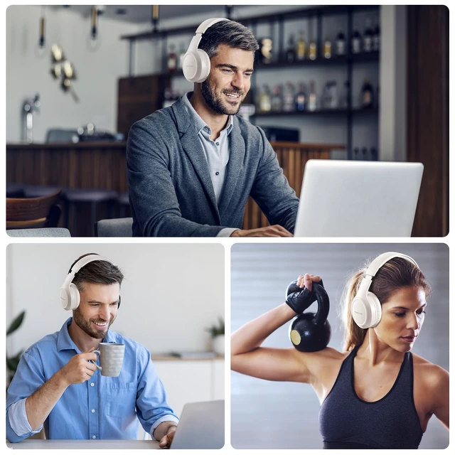 Alt view image 7 of 7 - Headphones Wireless Over Ear, 70 Hours Playtime Bluetooth Headphones Built-in Microphone, Foldable Lightweight Headset with Bluetooth 5.4, HiFi Stereo Sound for PC Cellphone Travel Office (Off-white)
