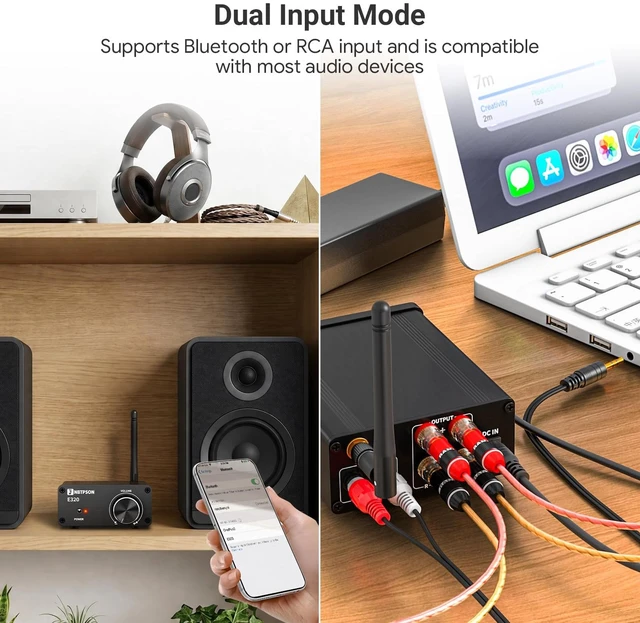 Alt view image 4 of 7 - Bluetooth Stereo Amplifier, 50W x 2 Mini Class D Power Amplifier Receiver for Passive Speakers, 2 Channel Home Audio Amp with Bluetooth, for Bookshelf, Ceiling, Garage, Patio-TPA3116 Chips