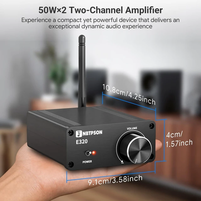 Alt view image 7 of 7 - Bluetooth Stereo Amplifier, 50W x 2 Mini Class D Power Amplifier Receiver for Passive Speakers, 2 Channel Home Audio Amp with Bluetooth, for Bookshelf, Ceiling, Garage, Patio-TPA3116 Chips