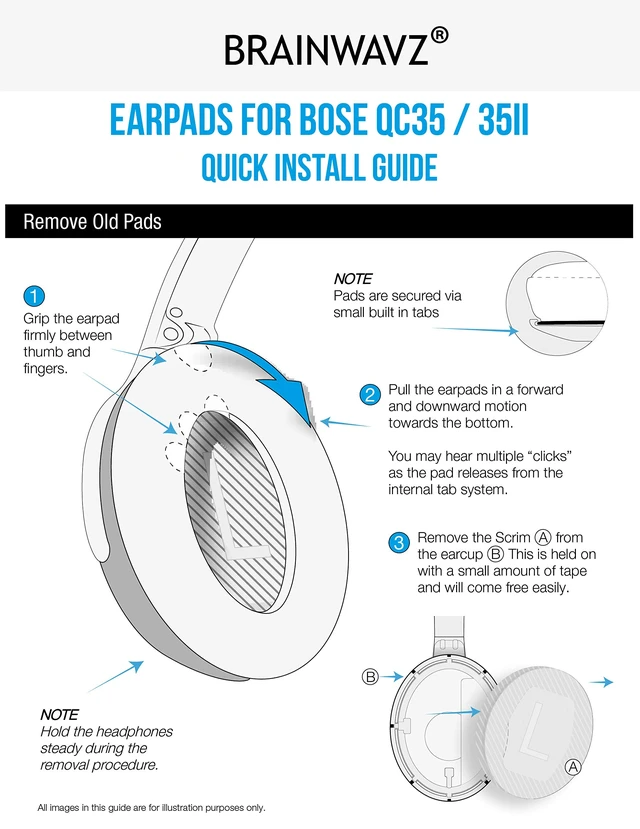 Alt view image 7 of 7 - Replacement Earpads for Bose QuietComfort 35 (QC35) & 35 II (QC35 ii) Headphones, with Memory Foam, Leather & Added Thickness for Better Comfort & Noise Isolation