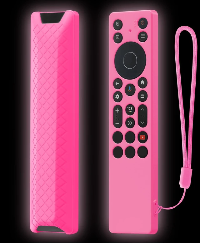 Main image of Rc923a Case for TCL Qm6k Remote Cover Rc813A QM7K FMB1 2025 Pink For Tcl Remote Model Rc923a Tcl Google Tv Remote Cover Glow in the Dark, Dog Bite Proof Remote Covers