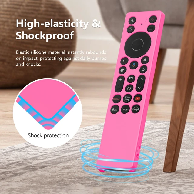 Alt view image 4 of 6 - Rc923a Case for TCL Qm6k Remote Cover Rc813A QM7K FMB1 2025 Pink For Tcl Remote Model Rc923a Tcl Google Tv Remote Cover Glow in the Dark, Dog Bite Proof Remote Covers