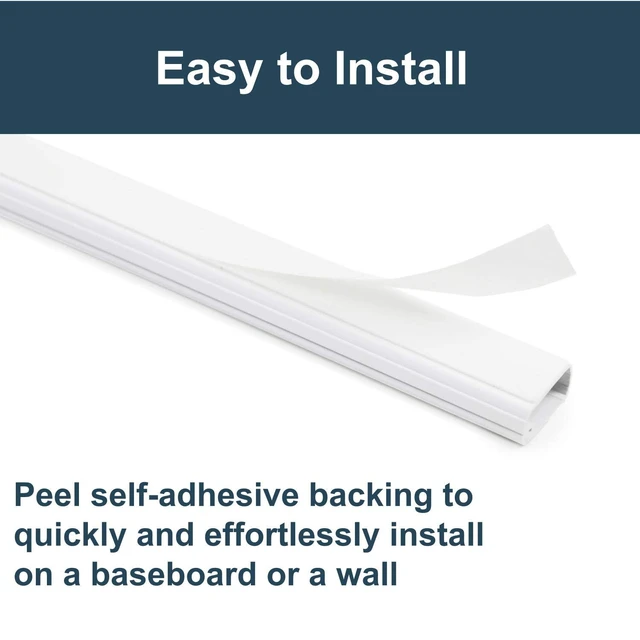 Alt view image 3 of 7 - Legrand Cordmate II 128 Inch 20 Piece Cord Cover Kit White Cord Hider, On Wall, Self Adhesive, Hide up to 3 Cords, Cut to Size, Customizable, Cable Concealer, Sustainable Packaging