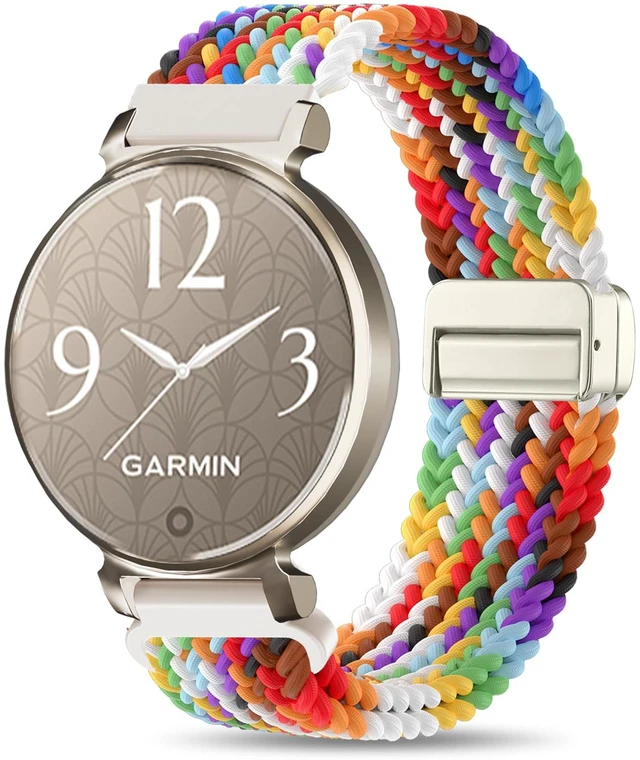 Main image of Braid Nylon Bands Compatible with Garmin Lily 2, Magnetic 14mm Stretchy Nylon Soft Loop Straps Quick Release Replacement Adjustable Wristband for Lily 2 Classic/Active Smart Watch Accessory for Women