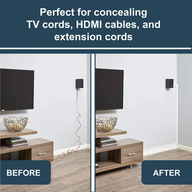 Alt view image 6 of 7 - Legrand Cordmate II 128 Inch 20 Piece Cord Cover Kit White Cord Hider, On Wall, Self Adhesive, Hide up to 3 Cords, Cut to Size, Customizable, Cable Concealer, Sustainable Packaging