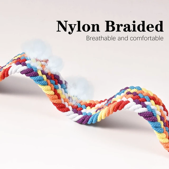 Alt view image 4 of 7 - Braid Nylon Bands Compatible with Garmin Lily 2, Magnetic 14mm Stretchy Nylon Soft Loop Straps Quick Release Replacement Adjustable Wristband for Lily 2 Classic/Active Smart Watch Accessory for Women