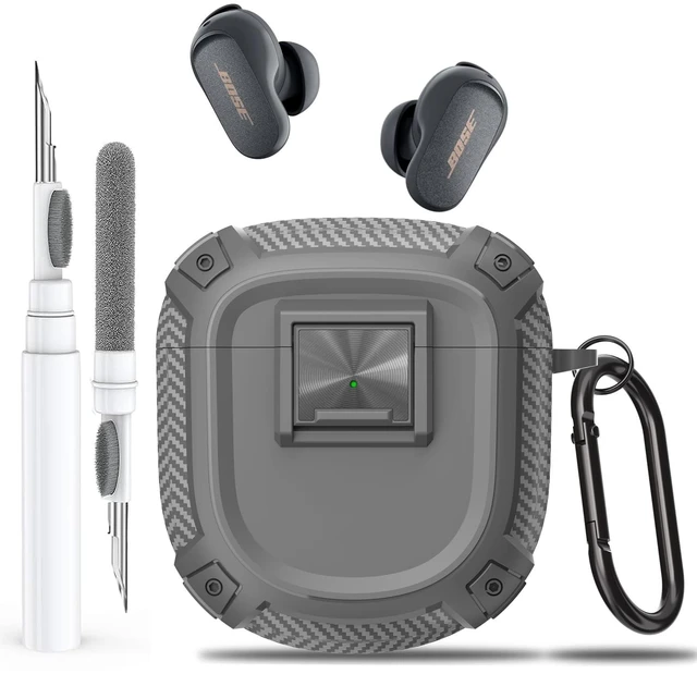Main image of for New Bose QuietComfort Ultra Earbuds (2nd Gen 2025)/Ultra 2023/II 2022 Case Cover with Lock Clip&Cleaner kit, Rugged Shockproof Protective Bose QC Ultra 2 Hard Skin with Carabiner - Grey