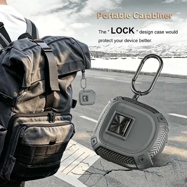 Alt view image 5 of 7 - for New Bose QuietComfort Ultra Earbuds (2nd Gen 2025)/Ultra 2023/II 2022 Case Cover with Lock Clip&Cleaner kit, Rugged Shockproof Protective Bose QC Ultra 2 Hard Skin with Carabiner - Grey
