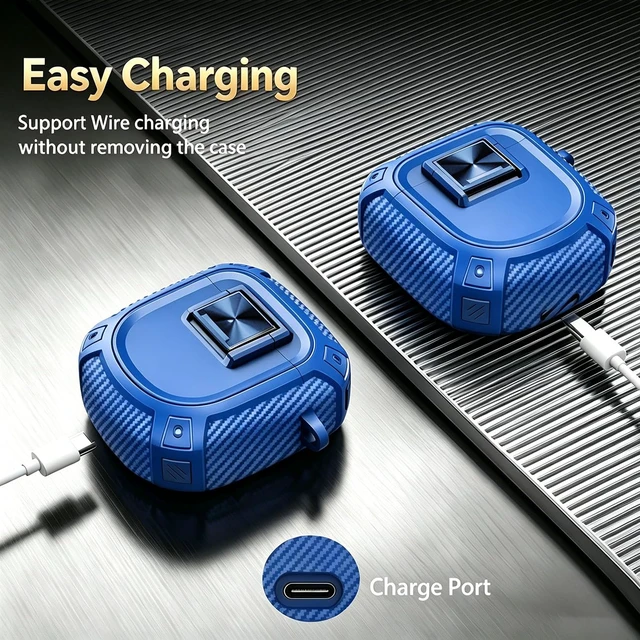 Alt view image 4 of 7 - for New Bose QuietComfort Ultra Earbuds (2nd Gen 2025)/Ultra 2023/II 2022 Case Cover with Lock Clip&Cleaner kit, Rugged Shockproof Protective Bose QC Ultra 2 Hard Skin with Carabiner - Blue