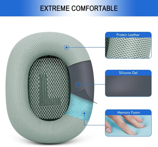 Alt view image 3 of 7 - Replacement Ear Cushions for AirPods Max - Upgraded Ear Cups Cover for Apple AirPods Max Headphones, GVOEARS Earpad Sweatproof (Green)