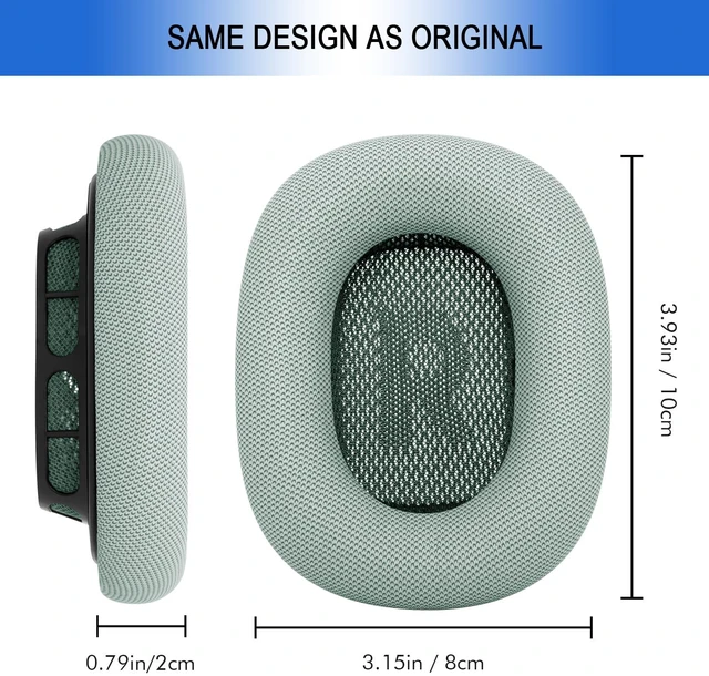 Alt view image 7 of 7 - Replacement Ear Cushions for AirPods Max - Upgraded Ear Cups Cover for Apple AirPods Max Headphones, GVOEARS Earpad Sweatproof (Green)